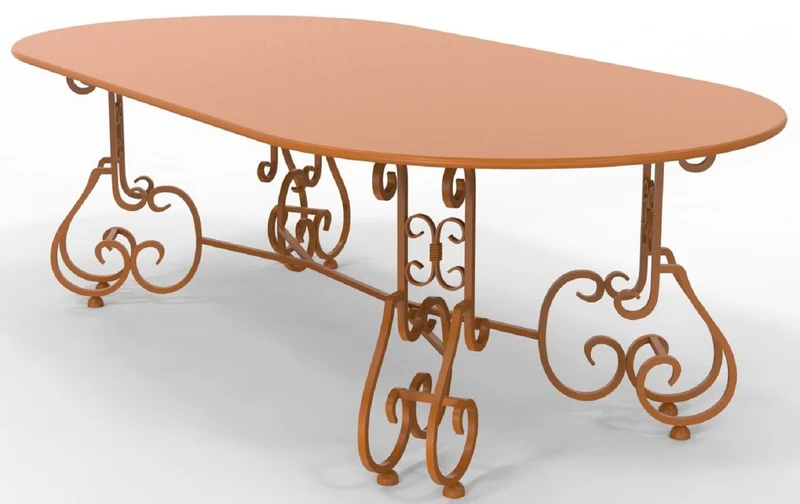 Casa Padrino Jugendstil Gartentisch 245 x 120 x H. 73,5 cm - Verschiedene Farben - Ovaler Schmiedeeisen Garten & Terrassen Tisch - Jugendstil Schmiedeeisen Garten & Terrassen Möbel