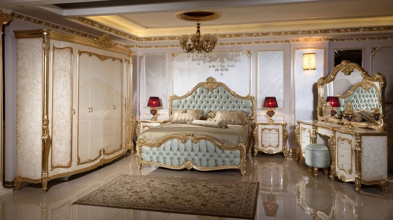 Casa Padrino Luxus Barock Schlafzimmerschrank Weiß / Beige / Gold - Prunkvoller Massivholz Kleiderschrank im Barockstil - Barock Schlafzimmer Möbel - Edel & Prunkvoll