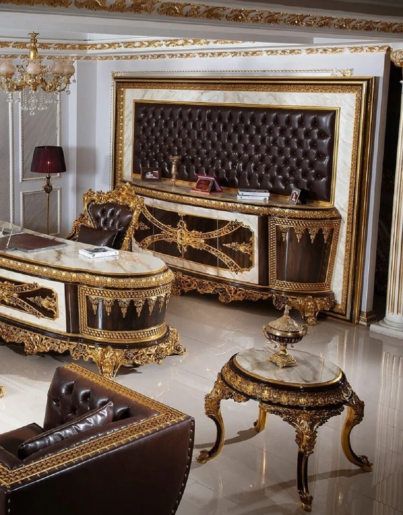 Casa Padrino Luxus Barock Beistelltisch Weiß / Dunkelbraun / Gold - Prunkvoller Massivholz Tisch im Barockstil - Barock Wohnzimmer Möbel - Edel & Prunkvoll