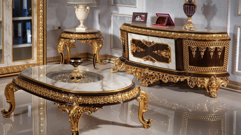 Casa Padrino Luxus Barock Beistelltisch Weiß / Dunkelbraun / Gold - Prunkvoller Massivholz Tisch im Barockstil - Barock Wohnzimmer Möbel - Edel & Prunkvoll