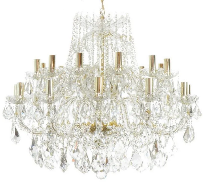 Casa Padrino Luxus Barock Kristall Kronleuchter Gold Ø 90 x H. 70 cm - Prunkvoller Kronleuchter mit edlem Kristallglas - Edel & Prunkvoll