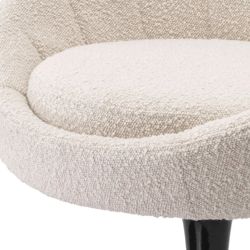 Casa Padrino Luxus Esszimmerstuhl Cremefarben / Schwarz 67 x 57 x H. 78,5 cm - Drehstuhl im 60er Jahre Design - Luxus Esszimmer Möbel
