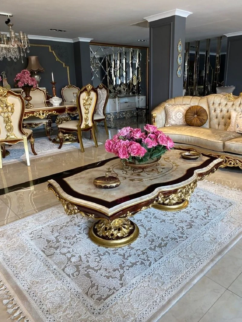 Casa Padrino Luxus Barock Sofa Silber / Braun / Gold - Prunkvolles Barockstil Wohnzimmer Sofa - Barock Wohnzimmer Möbel