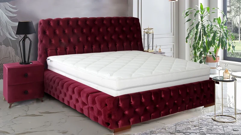 Casa Padrino Luxus Chesterfield Doppelbett Rosa / Braun - Verschiedene Größen - Modernes Bett mit Matratze - Chesterfield Schlafzimmer Möbel