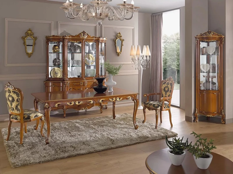 Casa Padrino Luxus Barock Vitrine Braun / Gold - Handgefertigter Vitrinenschrank mit 8 Türen und 2 Schubladen - Prunkvolle Barock Möbel - Luxus Qualität - Made in Italy