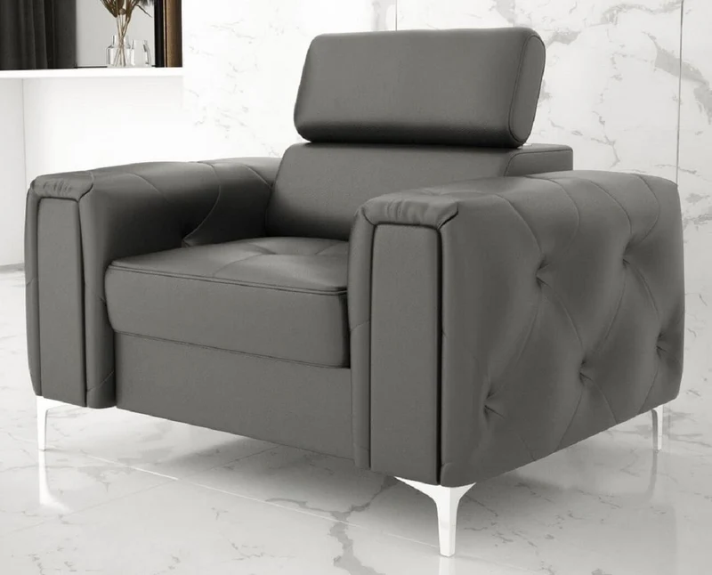 Casa Padrino Wohnzimmer Sessel 110 x 100 x H. 78-99 cm - Verschieden Farben - Moderner Sessel mit verstellbarer Kopfstütze - Moderne Wohnzimmer Möbel