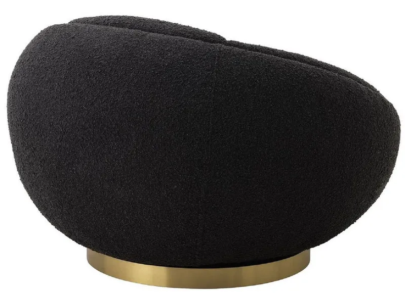 Casa Padrino Luxus Drehsessel Schwarz / Messingfarben 100 x 102 x H. 68 cm - Moderner Wohnzimmer Sessel - Luxus Wohnzimmer Möbel