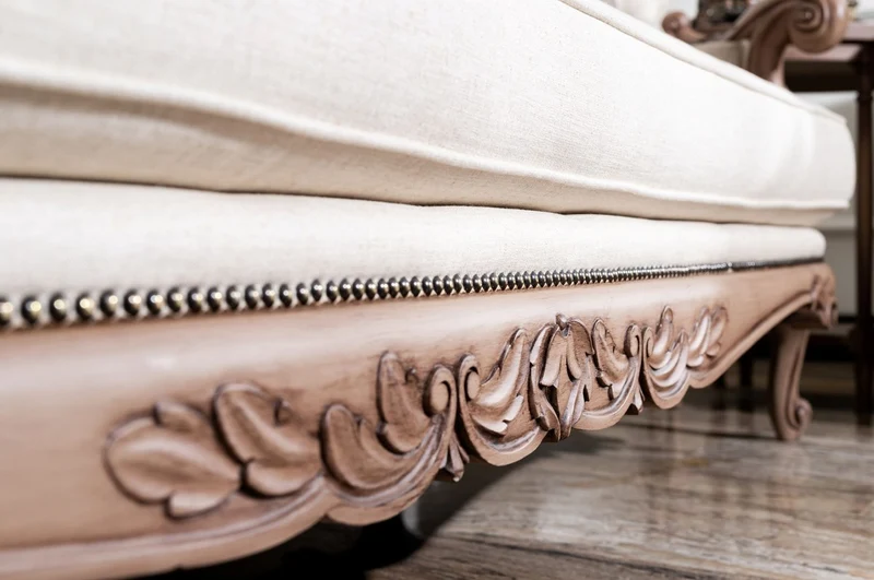 Casa Padrino Luxus Barock Sofa Cremefarben / Braun - Handgefertigtes Wohnzimmer Sofa im Barockstil - Barock Wohnzimmer Möbel
