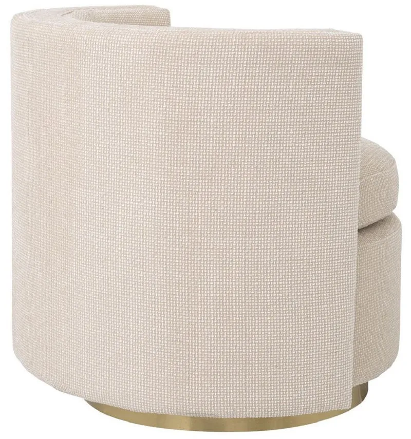 Casa Padrino Luxus Drehsessel Beige / Matt Gold 80 x 73 x H. 71,5 cm - Gepolsteter Wohnzimmer Sessel - Luxus Wohnzimmer Möbel