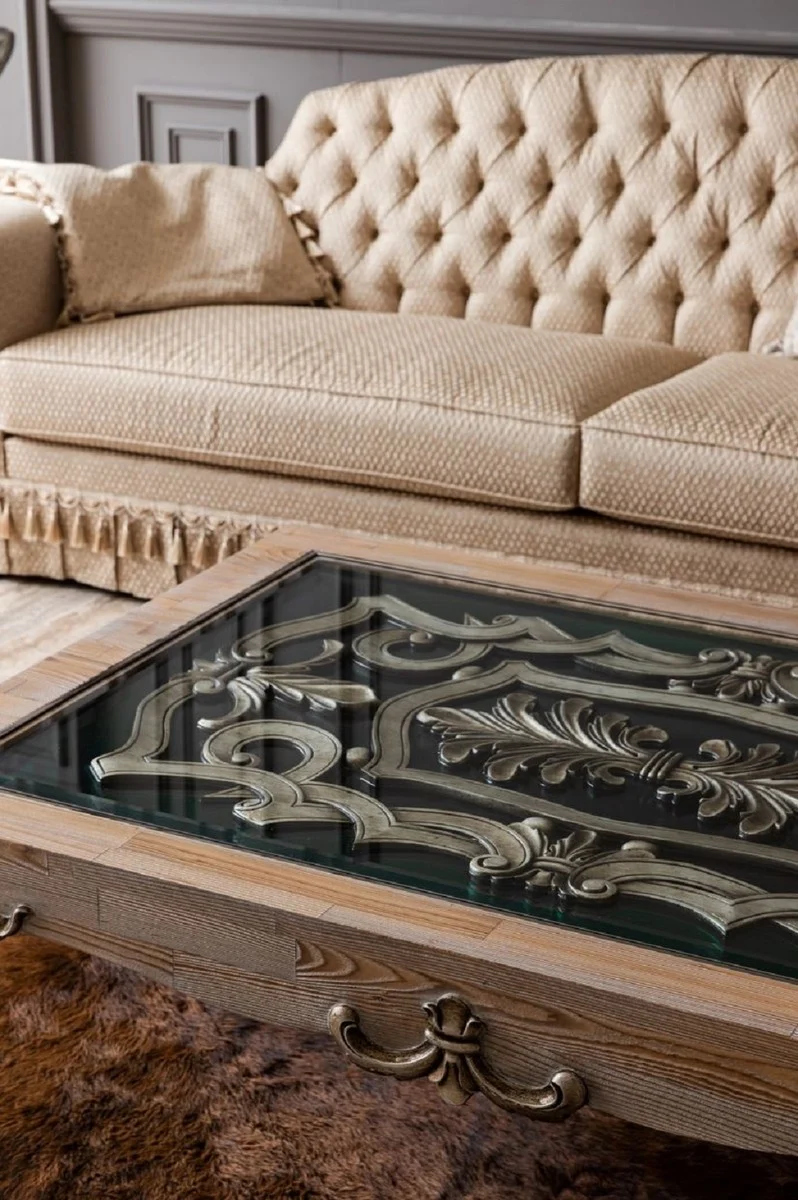 Casa Padrino Luxus Barock Sofa Gold - Handgefertigtes Wohnzimmer Sofa im Barockstil - Barock Wohnzimmer Möbel