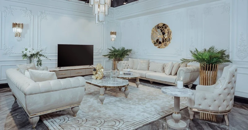 Casa Padrino Luxus Art Deco Wohnzimmer Sofa Cremefarben / Grau / Gold - Art Deco Wohnzimmer Möbel - Luxus Kollektion