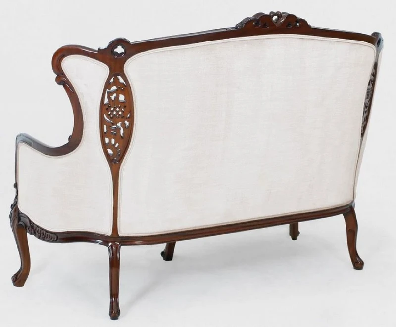 Casa Padrino Luxus Barock Sofa Weiß / Braun - Prunkvolles Wohnzimmer Sofa im Barockstil - Barock Wohnzimmer & Hotel Möbel - Edel & Prunkvoll