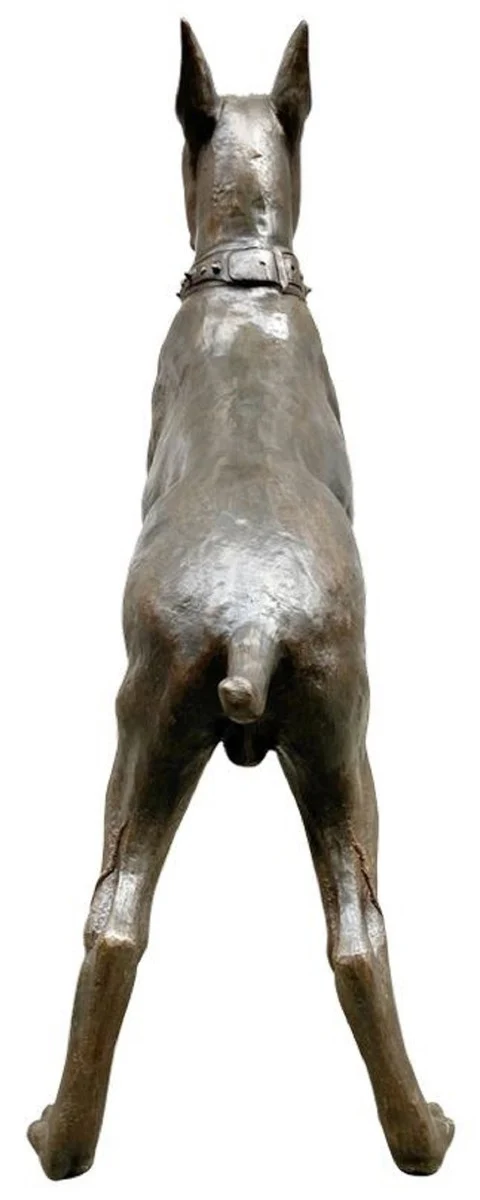 Casa Padrino Luxus Bronze Skulptur Boxer Hund Bronzefarben 85 x 28 x H. 95 cm - Bronze Dekofigur - Wohnzimmer Dekofigur - Luxus Wohnzimmer Deko Accessoires