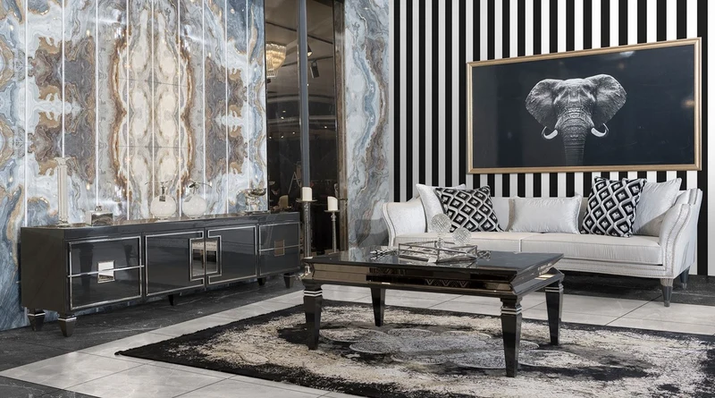 Casa Padrino Luxus Art Deco TV Schrank Schwarz / Gold - Handgefertigtes Massivholz Sideboard - Luxus Art Deco Wohnzimmer & Hotel Möbel