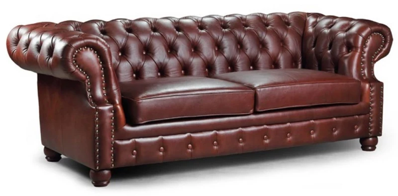 Casa Padrino Luxus Chesterfield Leder 3er Sofa Dunkelbraun 217 x 93 x H. 77 cm - Echtleder Wohnzimmer Sofa - Chesterfield Wohnzimmer Möbel