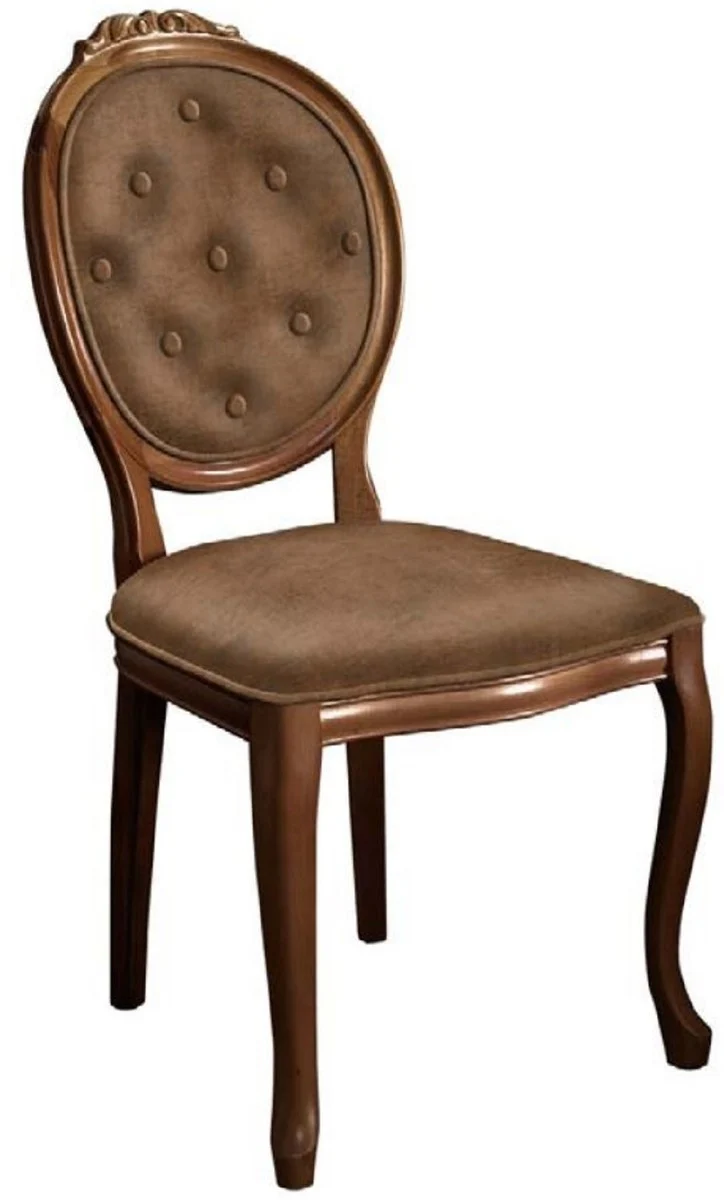 Casa Padrino Barock Esszimmerstuhl Set Braun - 6 Handgefertigte Küchen Stühle im Barockstil - Barock Esszimmer Möbel