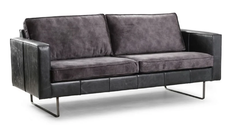 Casa Padrino Luxus Leder 2er Sofa Vintage Grau 170 x 90 x H. 85 cm - Echtleder Wohnzimmer Sofa - Wohnzimmer Möbel - Luxus Kollektion