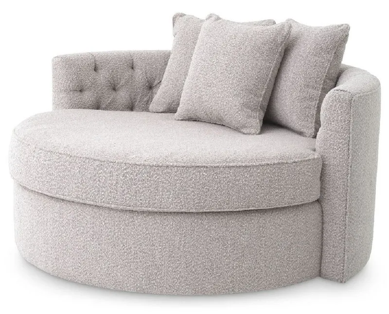 Casa Padrino Luxus Rundsofa Grau 157 x 148 x H. 90 cm - Modernes rundes Wohnzimmer Sofa mit 3 Kissen - Wohnzimmer Möbel - Luxus Möbel