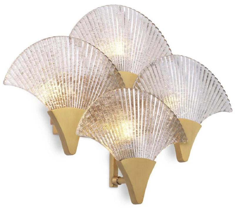 Casa Padrino Luxus LED Wandleuchte Antik Messingfarben / Grau 40 x 11 x H. 29,5 cm - Hotel & Restaurant Wandlampe - Luxus Kollektion