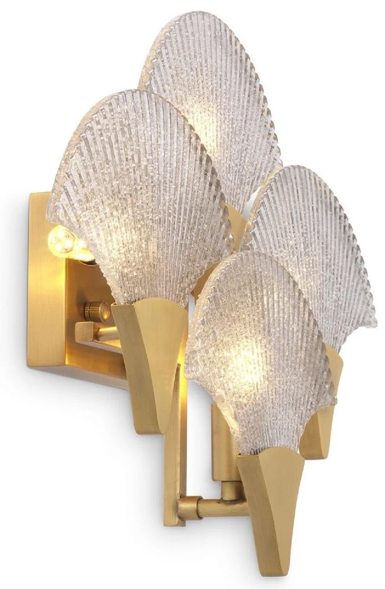 Casa Padrino Luxus LED Wandleuchte Antik Messingfarben / Grau 40 x 11 x H. 29,5 cm - Hotel & Restaurant Wandlampe - Luxus Kollektion