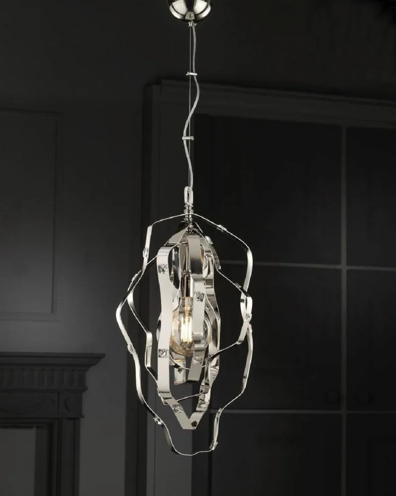 Casa Padrino Luxus Hängeleuchte Silber 34 x 34 x H. 68 cm - Höhenverstellbare Messing Hängelampe - Luxus Leuchten - Luxus Qualität