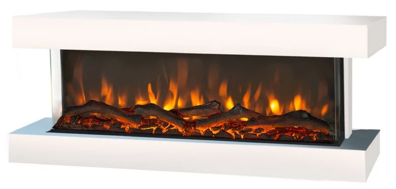 Casa Padrino Luxus LED Elektro Wandkamin Weiß 113,5 x 32 x H. 47 cm - Moderner Elektro Kamin mit Fernbedienung - Luxus Kollektion