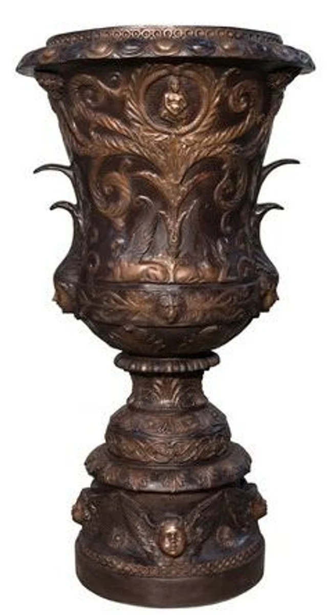 Riesiger Barock Bronze Blumenkübel Pflanzenkübel Jugendstil H 112 x 61 x 61 cm - Luxus Wohndeko