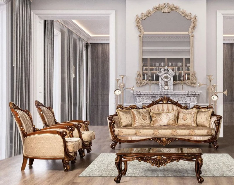 Casa Padrino Luxus Barock Couchtisch Braun / Gold - Massivholz Wohnzimmertisch im Barockstil - Barock Wohnzimmer Möbel - Edel & Prunkvoll