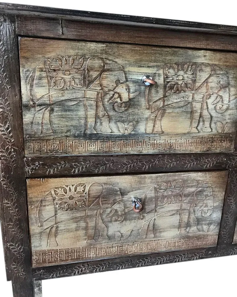 Casa Padrino Luxus Landhausstil Kommode Antik Dunkelbraun - Handgefertigter Massivholz Schrank mit 4 Schubladen - Landhausstil Möbel