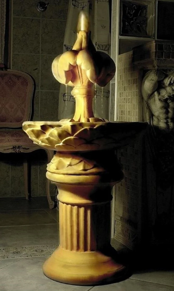 Casa Padrino Barock Gartenbrunnen Beige H. 93 cm - Garten & Terrassen Deko Stein Brunnen im Barockstil - Barock & Jugendstil Garten & Terrassen Deko Accessoires