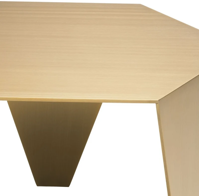 Casa Padrino Luxus Beistelltisch Messingfarben 57,5 x 50 x H. 34,5 cm - 6 Eckiger Edelstahl Tisch - Luxus Wohnzimmer Möbel - Luxus Qualität