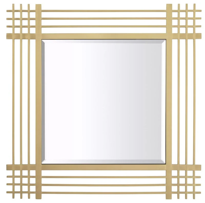 Casa Padrino Luxus Edelstahl Wandspiegel Messingfarben 100 x 3 x H. 100 cm - Wohnzimmer Spiegel - Schlafzimmer Spiegel - Garderoben Spiegel - Luxus Möbel