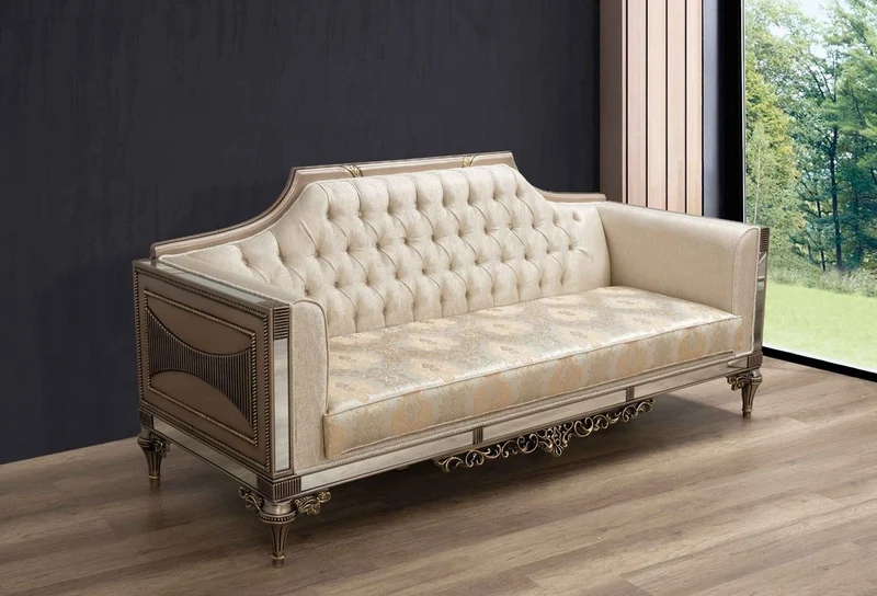 Casa Padrino Luxus Barock Sofa - Handgefertigtes Wohnzimmer Sofa im Barockstil - Barock Wohnzimmer & Hotel Möbel - Edel & Prunkvoll