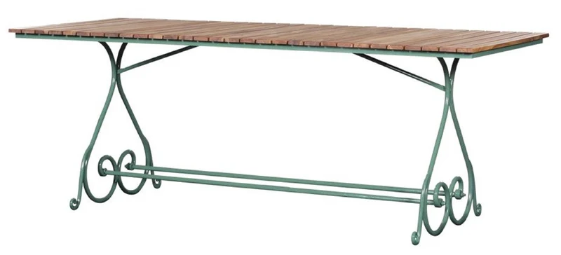 Casa Padrino Luxus Jugendstil Gartentisch Braun / Grün 200 x 80 x H. 73 cm - Rechteckiger Garten & Terrassen Tisch - Jugendstil Garten & Terrassen Möbel
