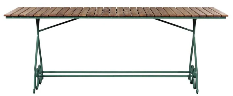 Casa Padrino Luxus Jugendstil Gartentisch Braun / Grün 200 x 80 x H. 73 cm - Rechteckiger Garten & Terrassen Tisch - Jugendstil Garten & Terrassen Möbel