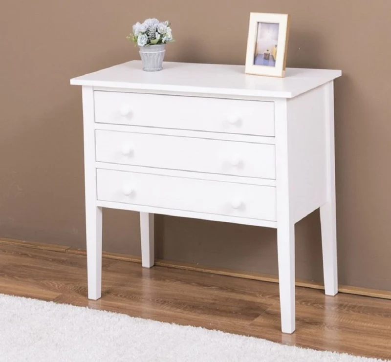 Casa Padrino Landhausstil Massivholz Kommode mit 3 Schubladen Weiß 80 x 41 x H. 75 cm - Landhausstil Möbel