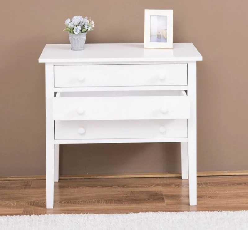 Casa Padrino Landhausstil Massivholz Kommode mit 3 Schubladen Weiß 80 x 41 x H. 75 cm - Landhausstil Möbel