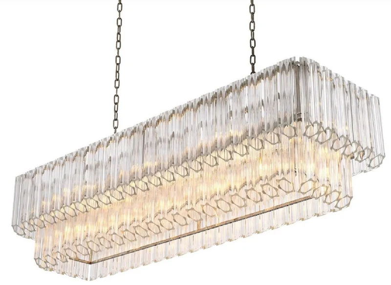 Casa Padrino Luxus Kronleuchter Silber 148 x 47 x H. 44 cm - Luxus Hotel & Restaurant Kronleuchter - Luxus Qualität