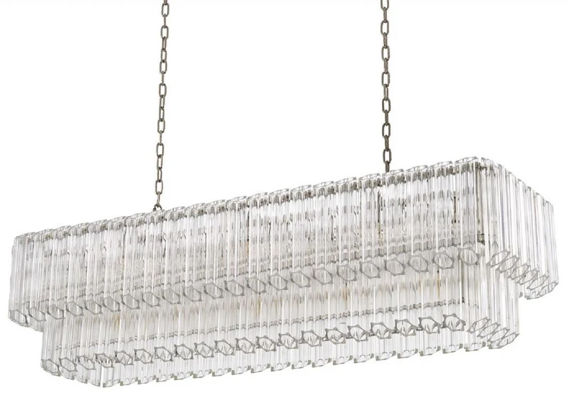 Casa Padrino Luxus Kronleuchter Silber 148 x 47 x H. 44 cm - Luxus Hotel & Restaurant Kronleuchter - Luxus Qualität