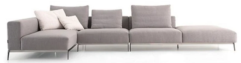 Casa Padrino Luxus Sofa Grau / Silber 400 x 178 x H. 56 cm - Verstellbares Wohnzimmer Ecksofa - Luxus Wohnzimmer Möbel