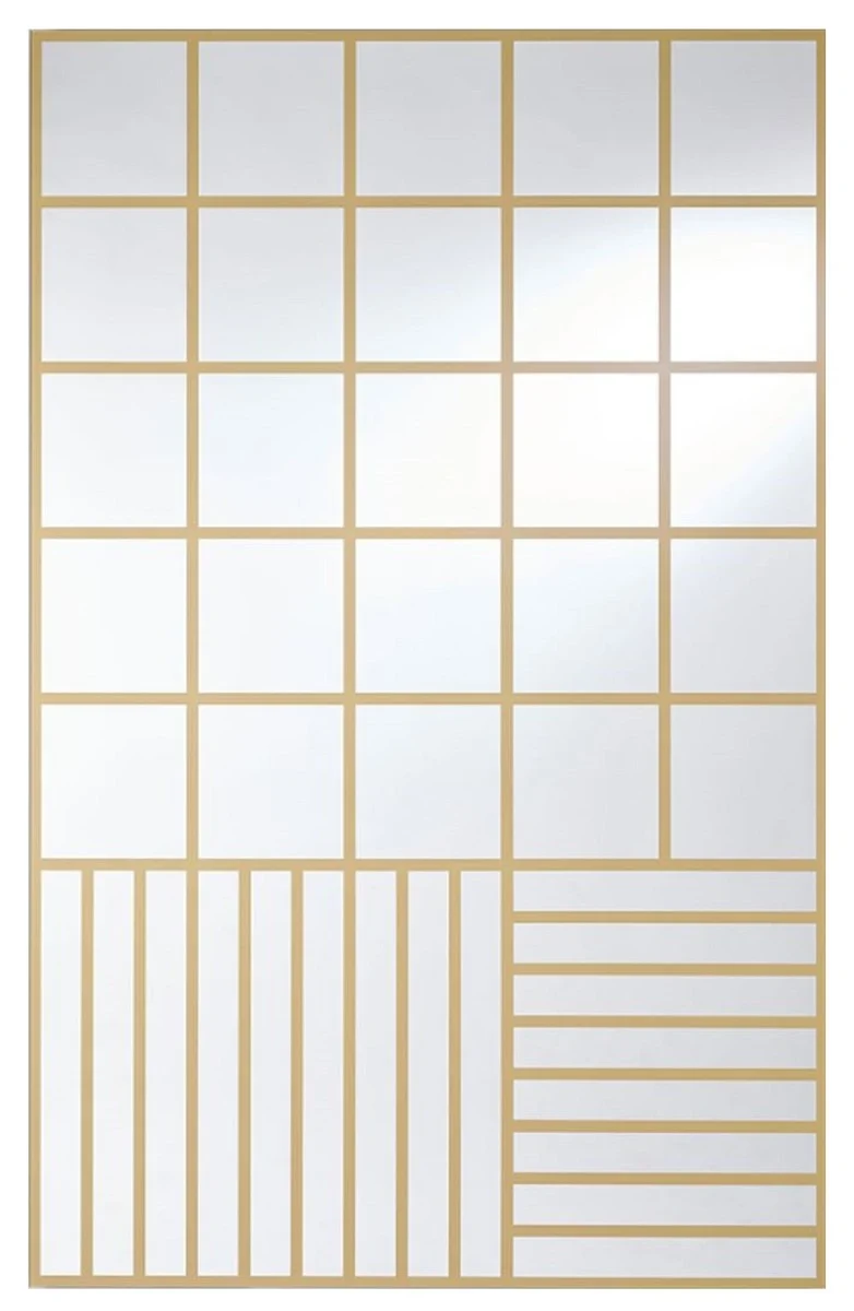 Casa Padrino Luxus Wandspiegel Gold 100 x 2,5 x H. 158 cm - Rechteckiger Spiegel mit Muster - Luxus Möbel