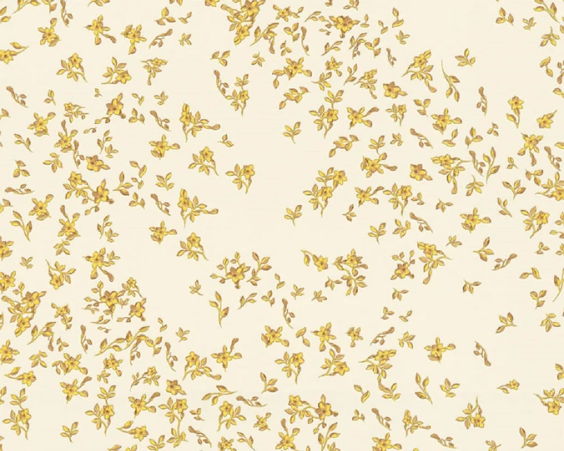 Versace Designer Tapete Barock Blumen 935855 Beige / Braun / Gelb - Satintapete mit elegantem Muster - Hochwertige Qualität