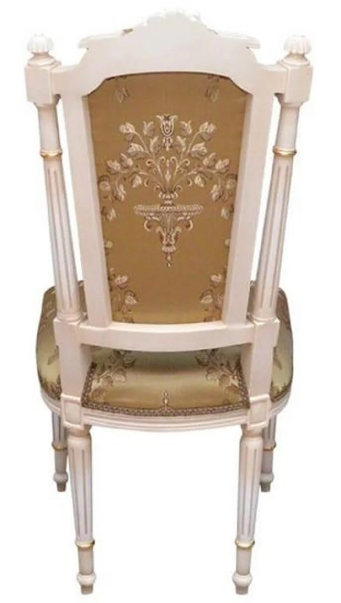 Casa Padrino Barock Esszimmerstuhl Gold / Cremefarben / Gold - Handgefertigter Antik Stil Stuhl - Esszimmer Möbel im Barockstil