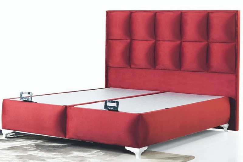 Casa Padrino Luxus Doppelbett Bordeauxrot / Weiß - Modernes Massivholz Bett - Moderne Schlafzimmer & Hotel Möbel - Luxus Kollektion