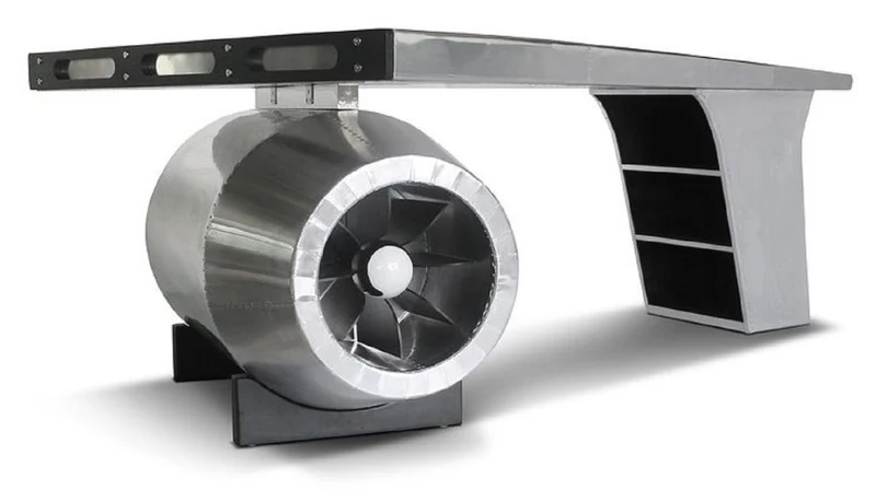 Casa Padrino Vintage Flieger Schreibtisch Silber 230 x 120 x H. 80 cm - Aluminium Flugzeug Design Bürotisch - Aluminium Flugzeug Büro Möbel