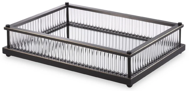 Casa Padrino Luxus Serviertablett Bronzefarben 39,5 x 28,5 x H. 9 cm - Verspiegeltes Edelstahl Tablett - Luxus Gastronomie Accessoires