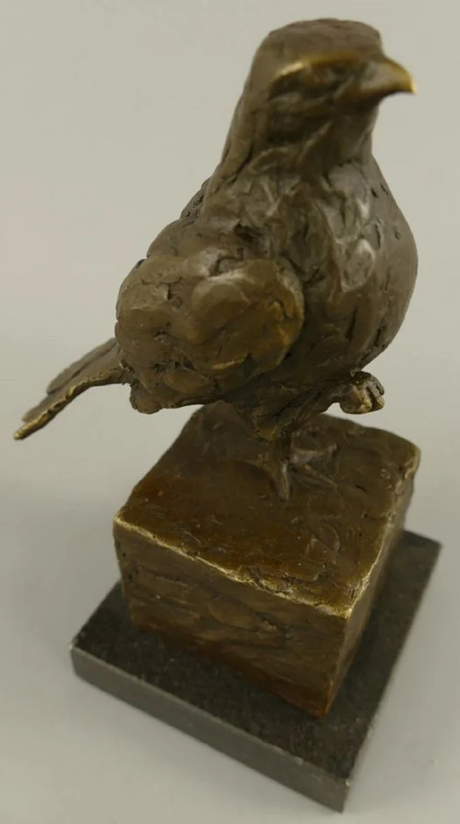 Casa Padrino Dekofigur Vogel Bronze / Schwarz 10 x 13 x H. 20 cm - Bronze Figur - Deko Skulptur - Wohnzimmer Deko - Schreibtisch Deko