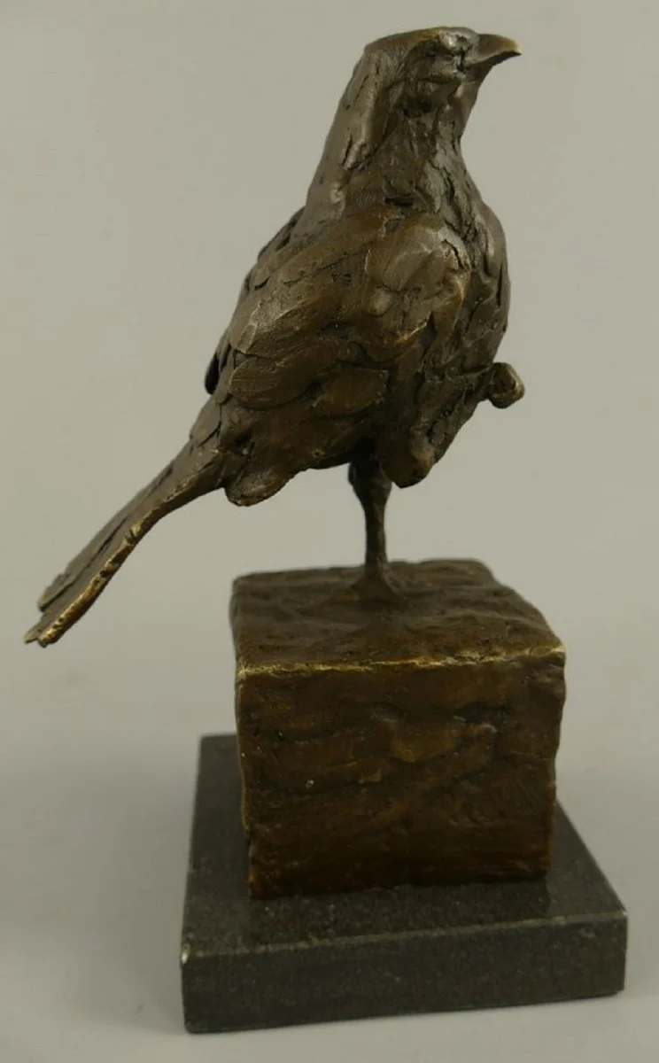 Casa Padrino Dekofigur Vogel Bronze / Schwarz 10 x 13 x H. 20 cm - Bronze Figur - Deko Skulptur - Wohnzimmer Deko - Schreibtisch Deko