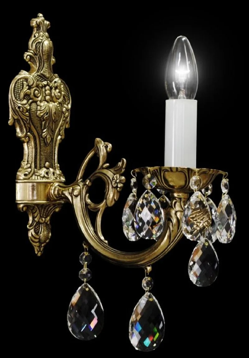 Casa Padrino Luxus Barock Kristall Wandleuchte Bronze H. 37 cm - Prunkvolle Wandlampe mit Böhmischem Kristallglas - Edel & Prunkvoll