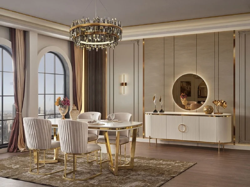 Casa Padrino Luxus Esszimmerstuhl 6er Set Grau / Gold 66 x 52 x H. 90 cm - Luxus Esszimmer & Restaurant Möbel